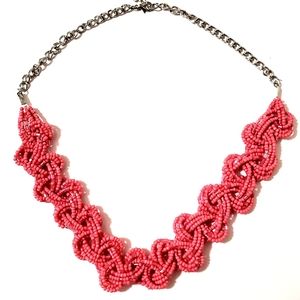 BOHO PINK BRAIDED SEEDBEAD GIFT CHOKER NECKLACE